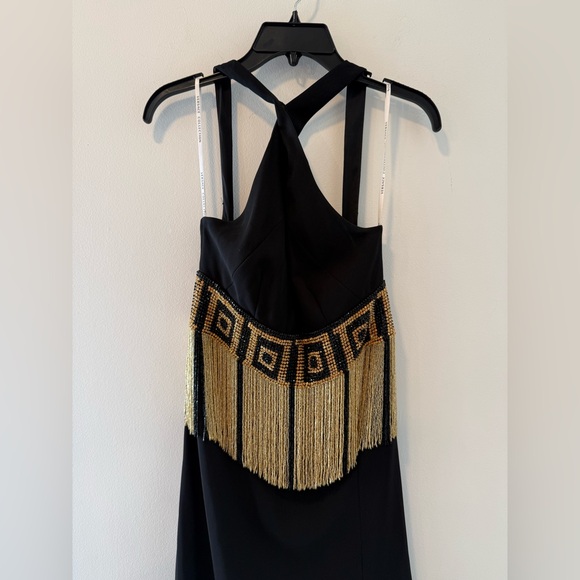 Versace Collection Greca Border Black Fringe Dress NWT Size 40 #Lux-F - Picture 2 of 9